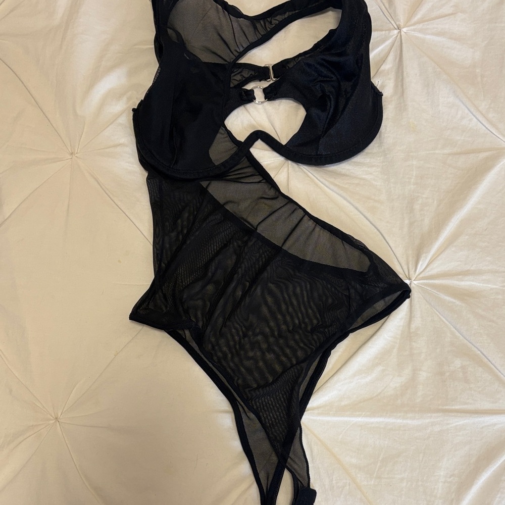 Elegant Black Mesh Bodysuit